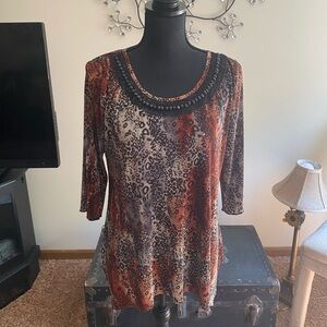 Fall tones are featured on this Christopher Banks crinkle top